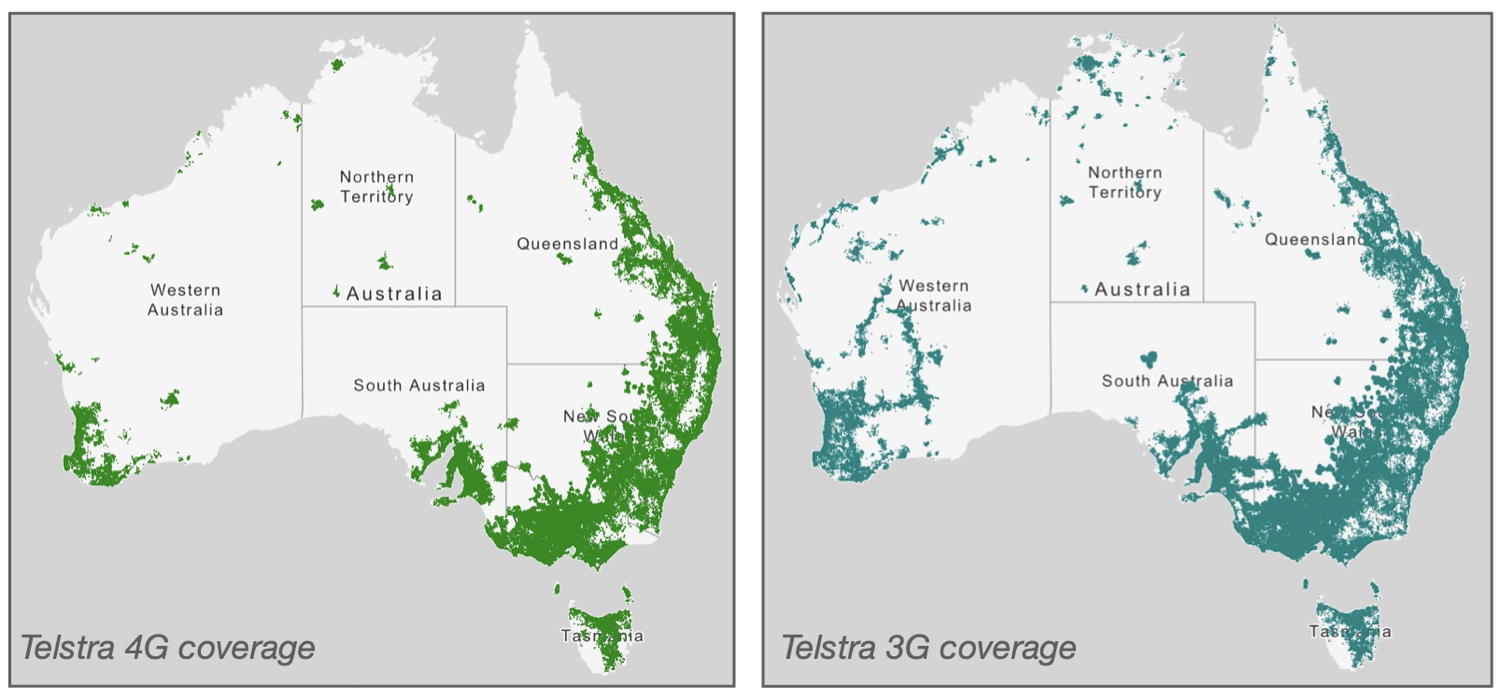 Telstra coverage map (2022)