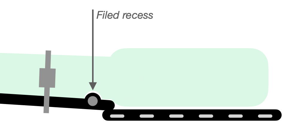 Filed recess in crank