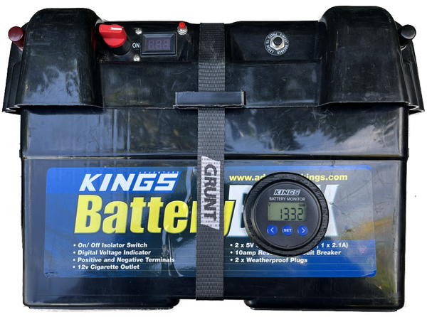 Battery box with monitor