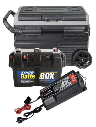 Fridge with battery box and AC charger