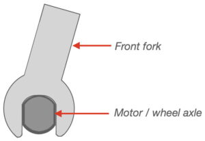 Front fork with axle