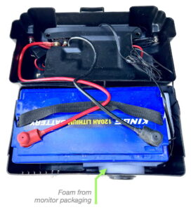 Battery fitted in box with packaging