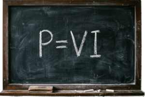 Blackboard with P=VI formula