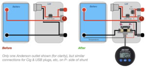 Battery box circuit diagram - before and after modifications