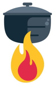 Heating water pot over flame